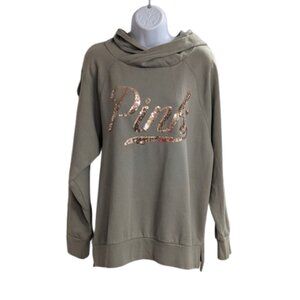 Victoria's Secret Pink Hoodie in Olive with Gold Accents. M
